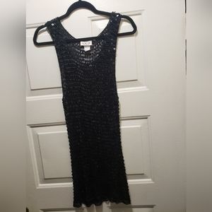 Black Net Sequin Tank Shirt Dress